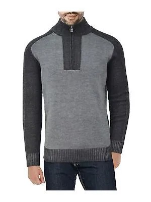 XRAY JEANS Мужской серый эластичный свитер с цветными блоками и длинными рукавами и молнией на четверть S