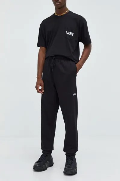 Хлопковые спортивные штаны Vans, черный