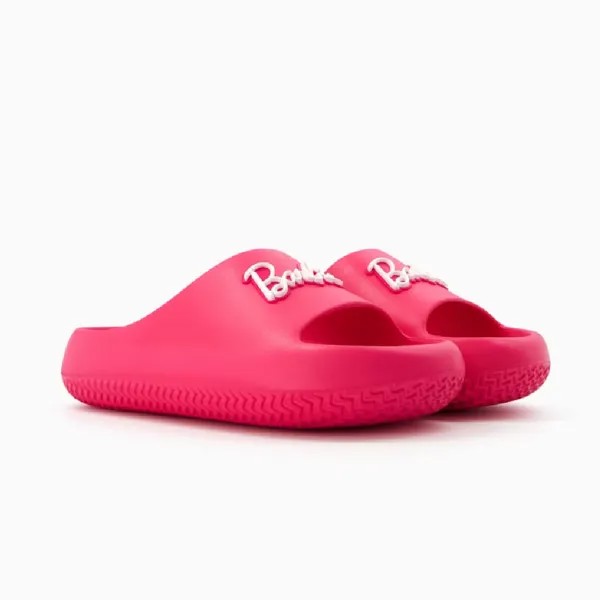 Шлепанцы Bershka Barbie Flat Slider, фуксия