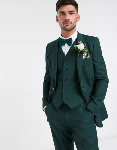 Зеленый приталенный пиджак ASOS DESIGN wedding
