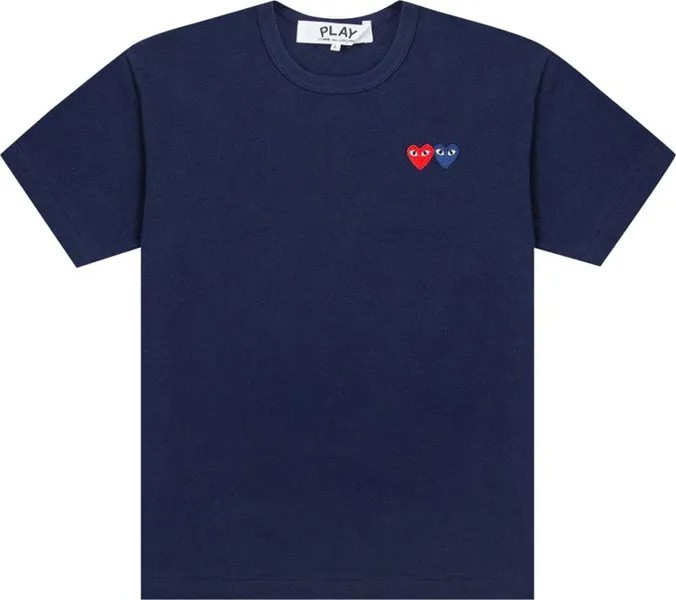 Футболка Comme des Garçons PLAY Double Hearts T-Shirt 'Navy', синий