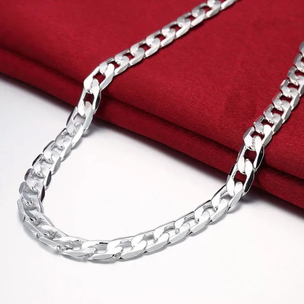 925 стерлингового серебра мужское ожерелье 20/24 дюйма классический 8 мм цепочка роскошные ювелирные изделия свадебный рождественский подарок
