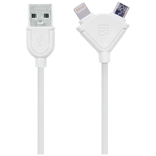 Data Cable Remax Soiffle 2 в 1 micro+ lightning 1m White RC-031t