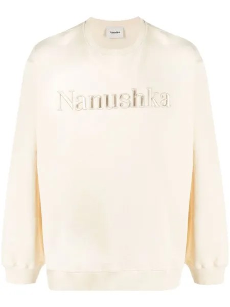 Nanushka толстовка с вышитым логотипом, нейтральный цвет