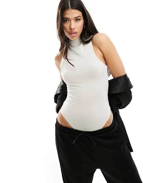 ASOS DESIGN – Premium – Черное боди из модала с высоким воротником и спиной-борцовкой