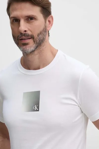 Хлопковая футболка Calvin Klein Jeans, белый