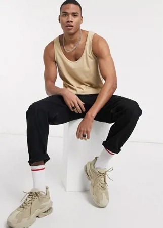 Бежевая майка из органического хлопка ASOS DESIGN-Коричневый цвет