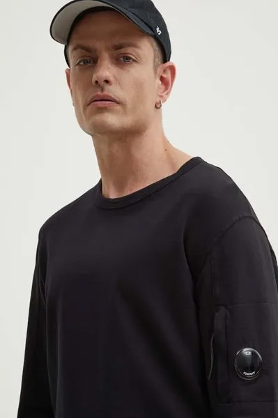 Хлопковая толстовка Light Fleece C.P. Company, черный