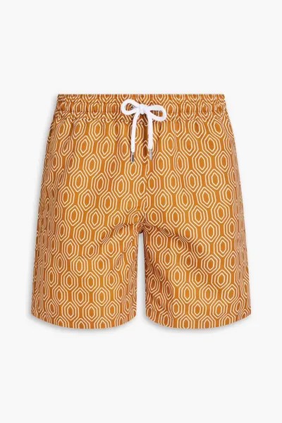 Плавки-шорты средней длины с принтом Frescobol Carioca, светло-коричневый