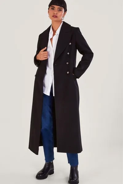 Черное двубортное пальто Дарья Monsoon, черный