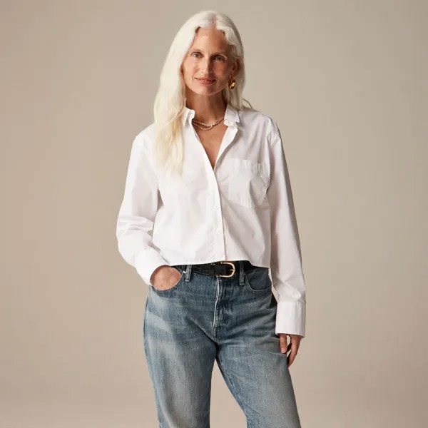 Укороченная рубашка на пуговицах J.Crew, белый