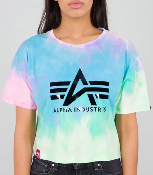 Футболка Alpha Industries Big A Batik женская, зелено-сине-пурпурная