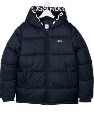 BOSS Kidswear пуховик с логотипом