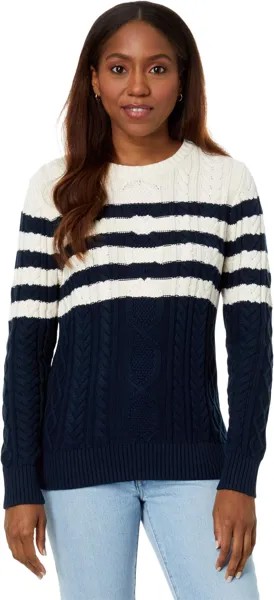 Свитер Soft Cotton Fisherman Crew Neck Pattern L.L.Bean, цвет Classic Navy Stripe