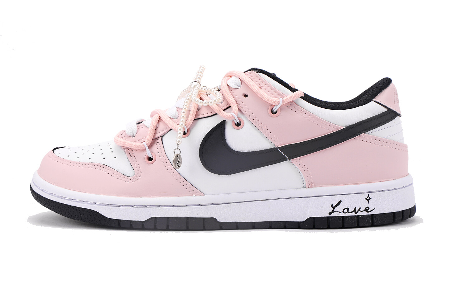 Кроссовки Nike Dunk Skateboarding Shoes Women's Low-top Black/powder, розовый