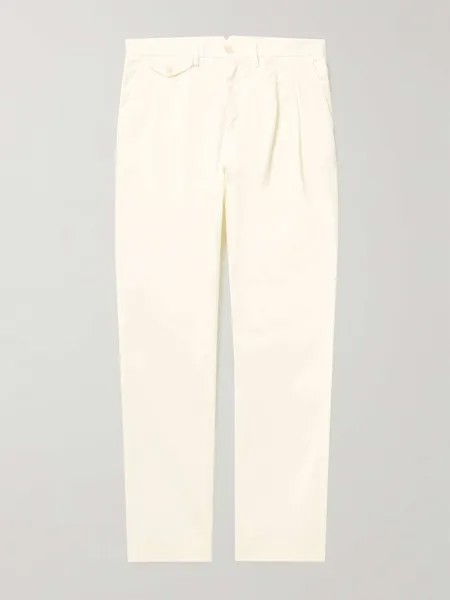 Классические прямые хлопковые брюки со складками La Paz, кремовый