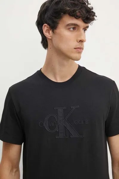 Хлопковая футболка Calvin Klein Jeans, черный