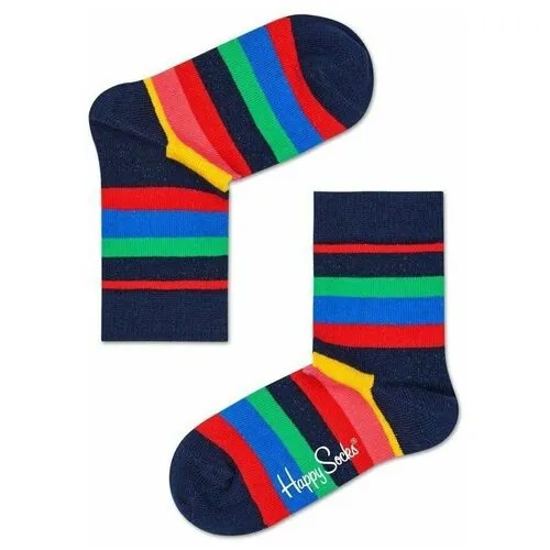 Носки Happy Socks Kids Stripe Sock, 24 пар, размер 2-3Y, синий, мультиколор