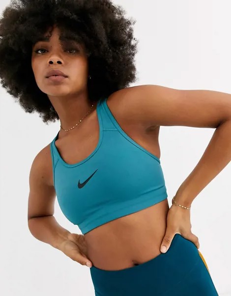 Сине-зеленый бюстгальтер со средней степенью поддержки Nike Training-Синий