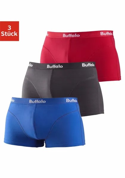 Боксеры Buffalo (3 шт. в упаковке), хипстерского кроя, с оверлочными швами спереди, красный