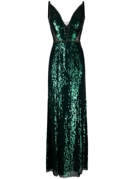 Jenny Packham вечернее платье Ayanna с пайетками, зеленый