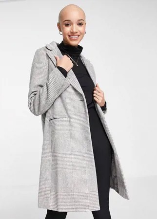 Пальто в клетку классического кроя из серого твила New Look-Серый