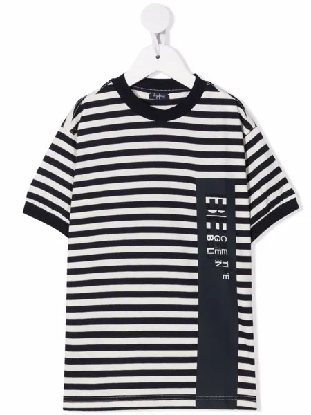 Il Gufo slogan-print striped T-shirt