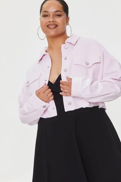 Укороченная вельветовая куртка больших размеров с потертостями Forever 21, розовый