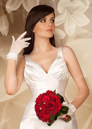 Белые свадебные перчатки до запястья G0022-2