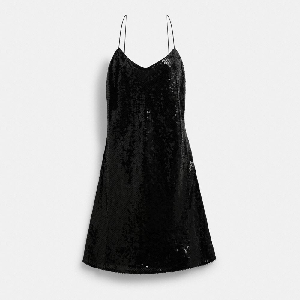 Платье COACH Sequin Short Cami, черный