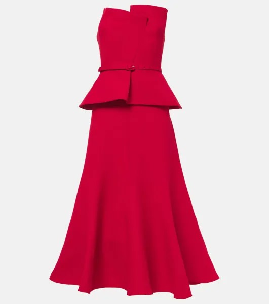 Корсетное платье миди из шерсти и шелка Roland Mouret, красный