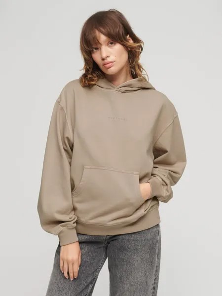 Свободное худи с микро-логотипом и вышивкой Superdry, теплый серый