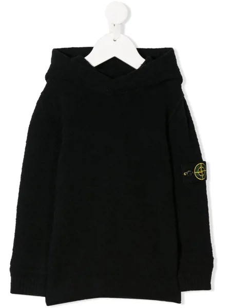 Stone Island Junior фактурное худи с логотипом на рукаве
