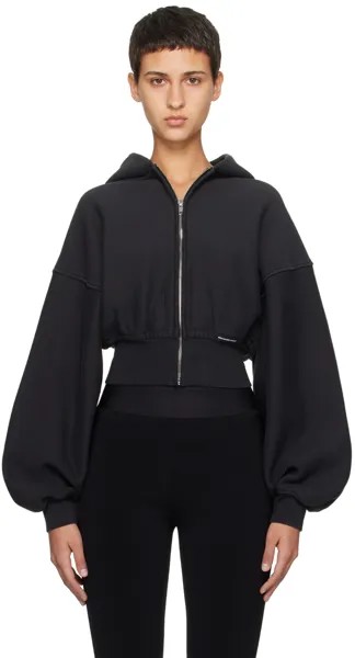 Черный укороченный худи Alexanderwang.T, цвет Faded black