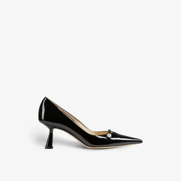 Туфли Rosalia 66 на каблуке из лакированной кожи, украшенные жемчугом Jimmy Choo, черный