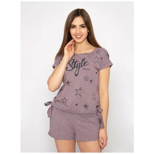 Комплект Style Margo, футболка, шорты, на завязках, размер 44, серый