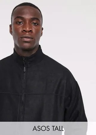 Черная свободная флисовая олимпийка ASOS DESIGN Tall-Черный цвет