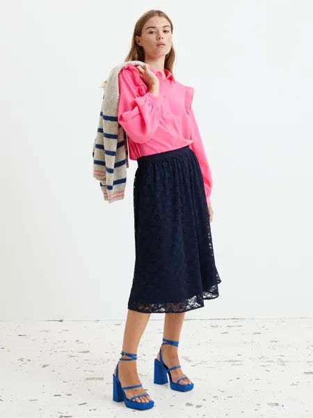 Блузка с оборками Lollys Laundry Alexis, неоново-розовый