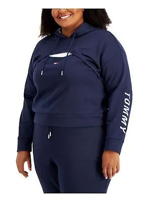 TOMMY HILFIGER SPORT Женский темно-синий свитер с капюшоном из хлопковой смеси с логотипом Plus 3X