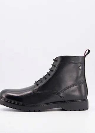 Черные кожаные ботинки на шнуровке Base London-Черный