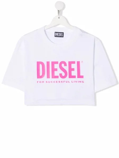 Diesel Kids укороченная футболка с логотипом