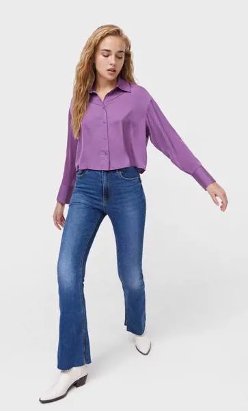 Stradivarius Укороченная Рубашка Из Сатина Multicolor L