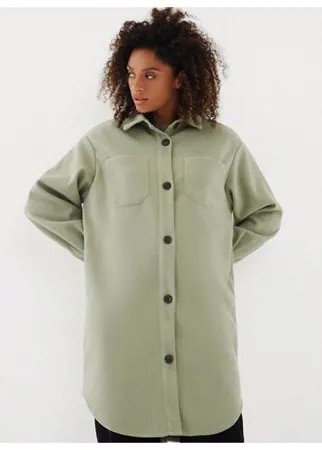 Куртка рубашечного кроя с вискозой ZARINA 1328412112 Зеленый 44