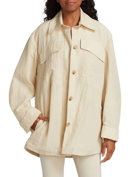 Текстурированная стеганая куртка-рубашка Vince, цвет Pale Fawn