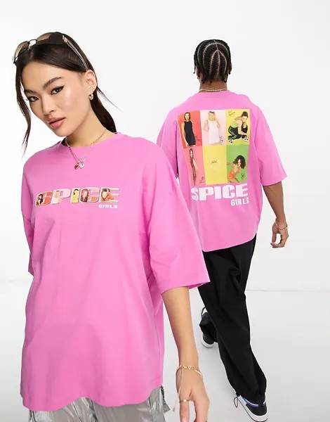 Розовая объемная футболка унисекс с принтом Spice Girls ASOS DESIGN