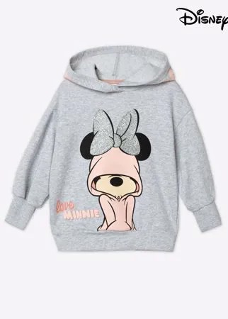 Серое худи oversize с принтом Disney для девочки Gloria Jeans