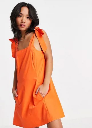 Оранжевый поплиновый сарафан мини Topshop Petite-Оранжевый цвет