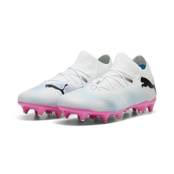 Футбольные бутсы FUTURE 7 MATCH MxSG мужские PUMA White Black Poison Pink