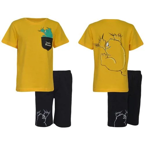 Комплект одежды Luneva, футболка и шорты, размер 104, черный, желтый