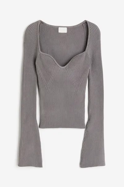Джемпер H&M Rib-knit, серый